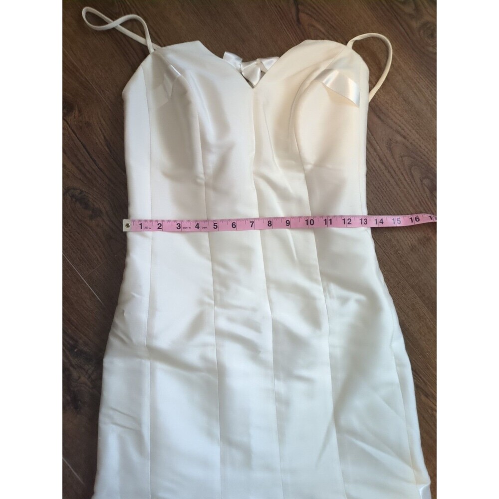 Suzanne Ermann White Wedding Dress Midi Silk Blend 40 US8 - Picture 10 of 12